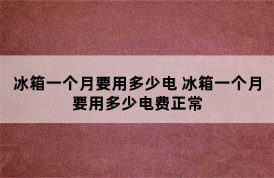 冰箱一个月要用多少电 冰箱一个月要用多少电费正常